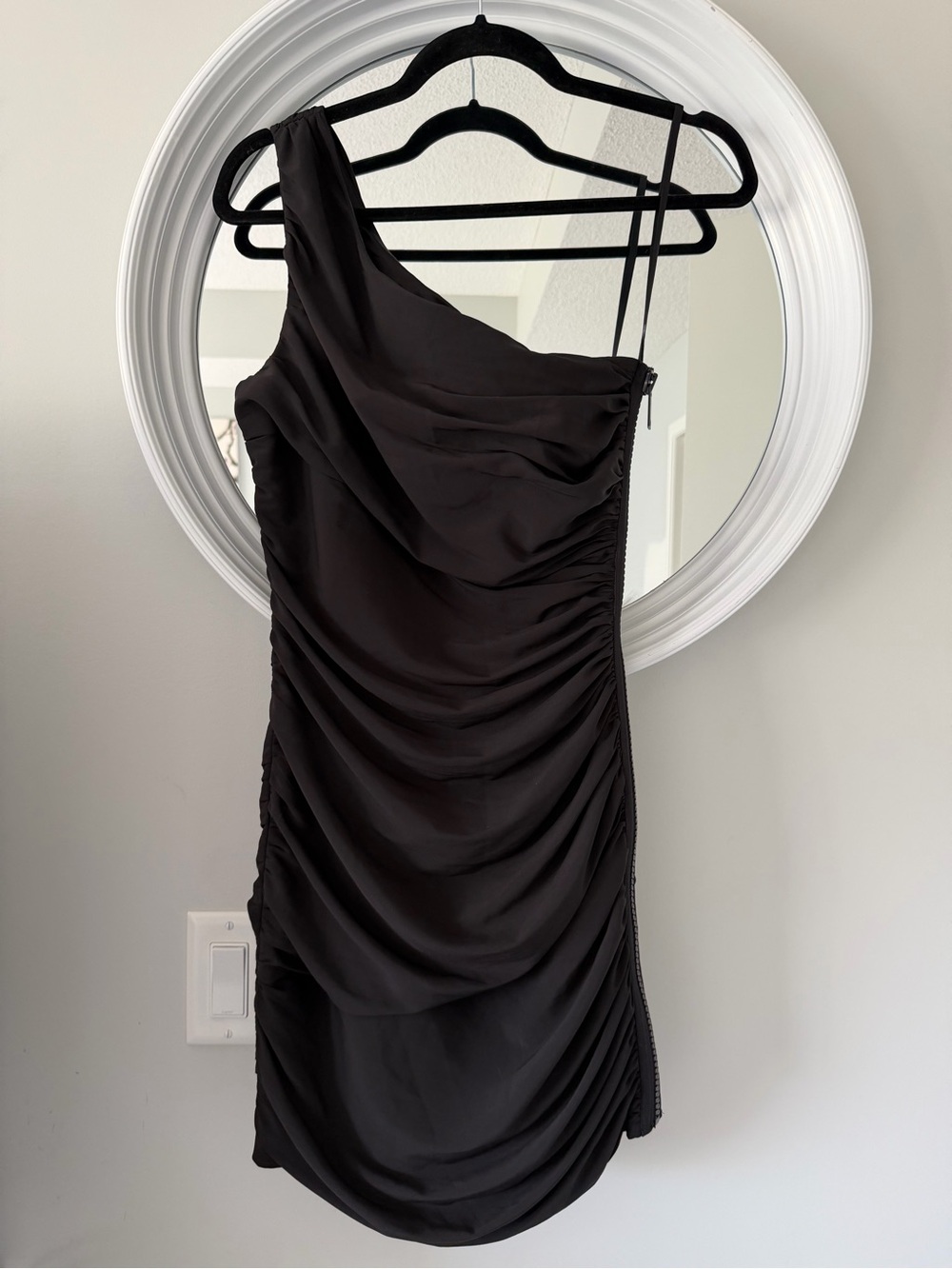 Armani Exchange Black One-Shoulder Ruched Cocktail Dress